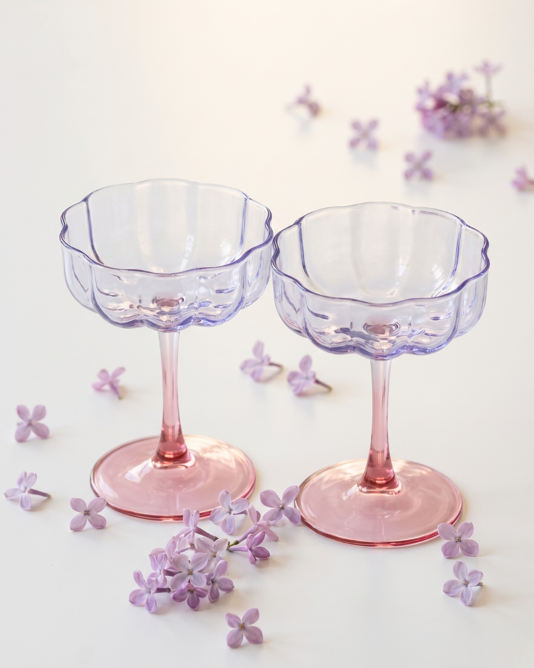 The Lilac Bloom Coupe Glass Set de 2
