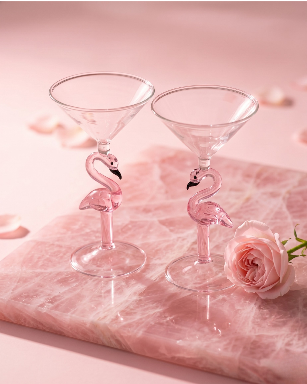 The Fancy Flamingo Glass S/2