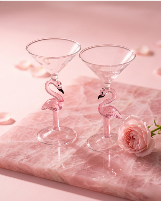 The Fancy Flamingo Glass S/2