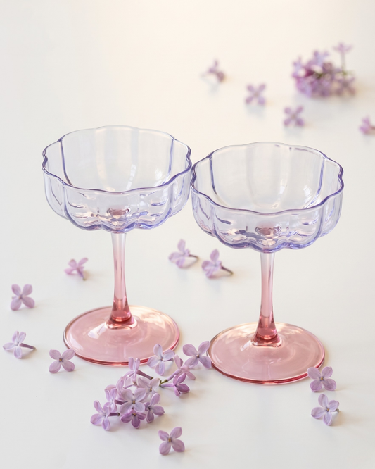 The Lilac Bloom Coupe Glass Set de 2